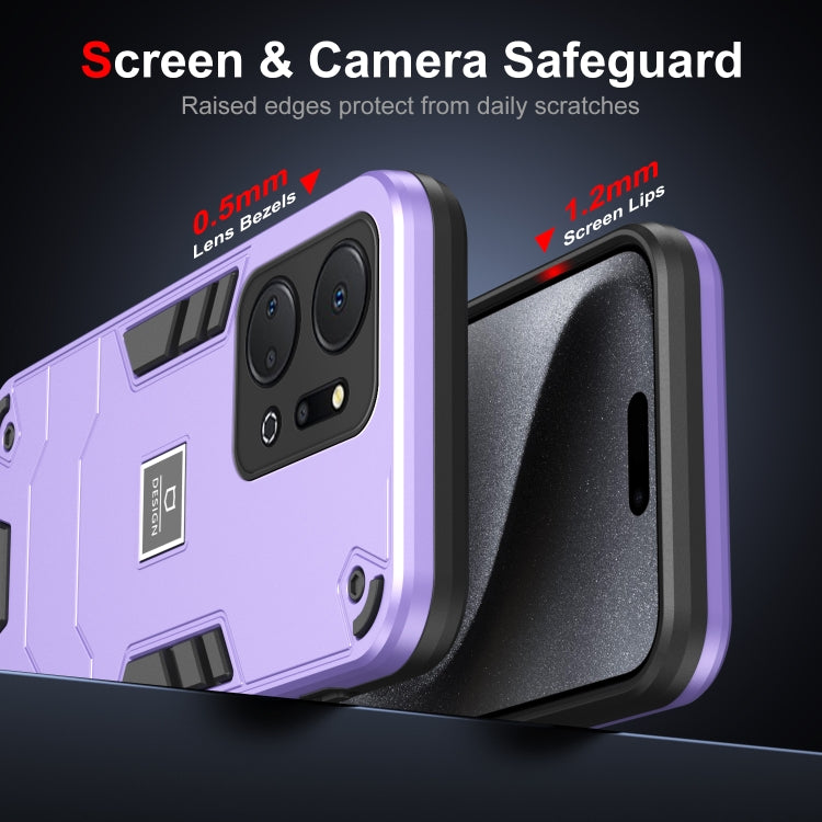 For Honor X7a 2 in 1 Shockproof Phone Case(Purple)