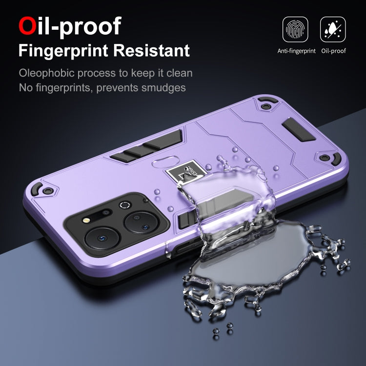 For Honor X7a 2 in 1 Shockproof Phone Case(Purple)