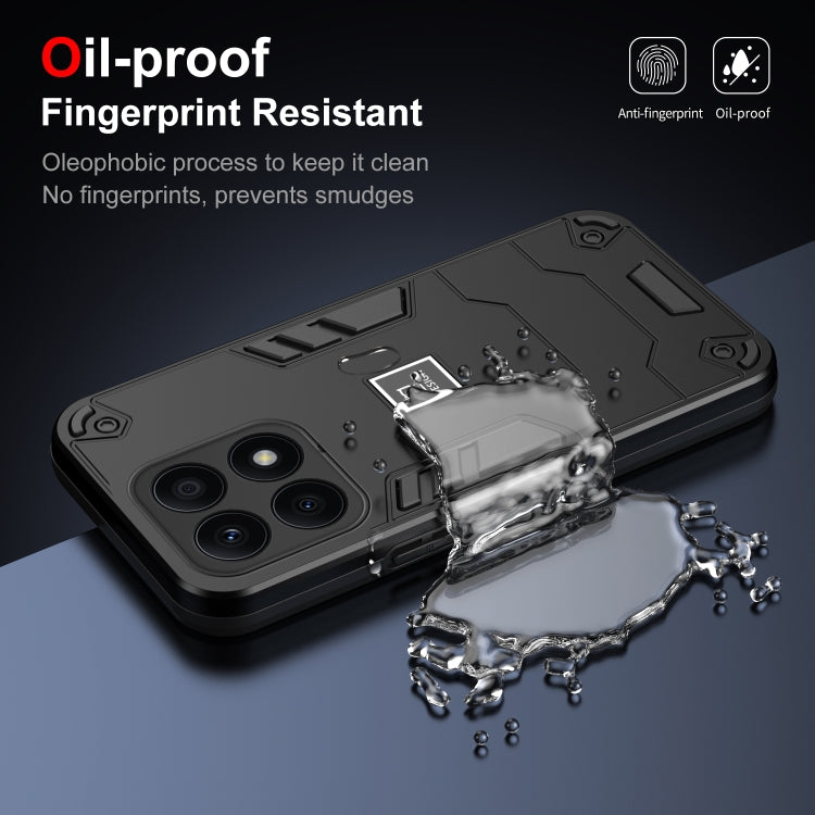 For Honor X8a 2 in 1 Shockproof Phone Case(Black)