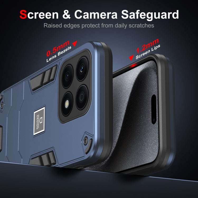 For Honor X8a 2 in 1 Shockproof Phone Case(Blue)