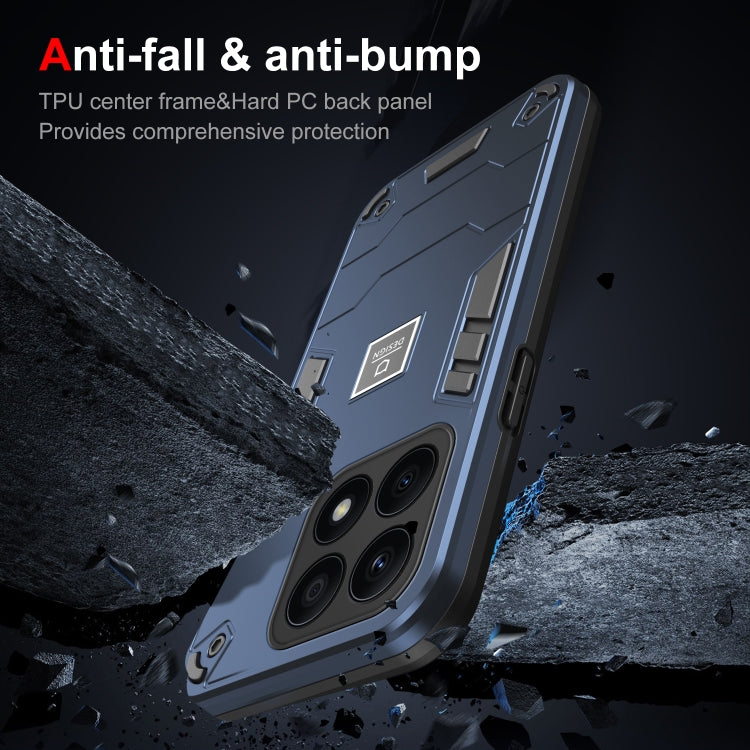 For Honor X8a 2 in 1 Shockproof Phone Case(Blue)