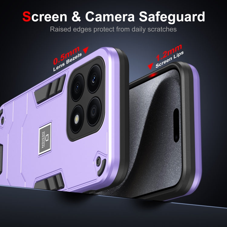 For Honor X8a 2 in 1 Shockproof Phone Case(Purple)