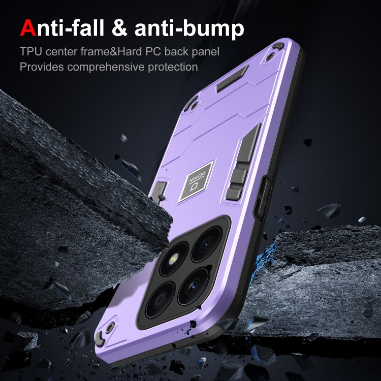 For Honor X8a 2 in 1 Shockproof Phone Case(Purple)