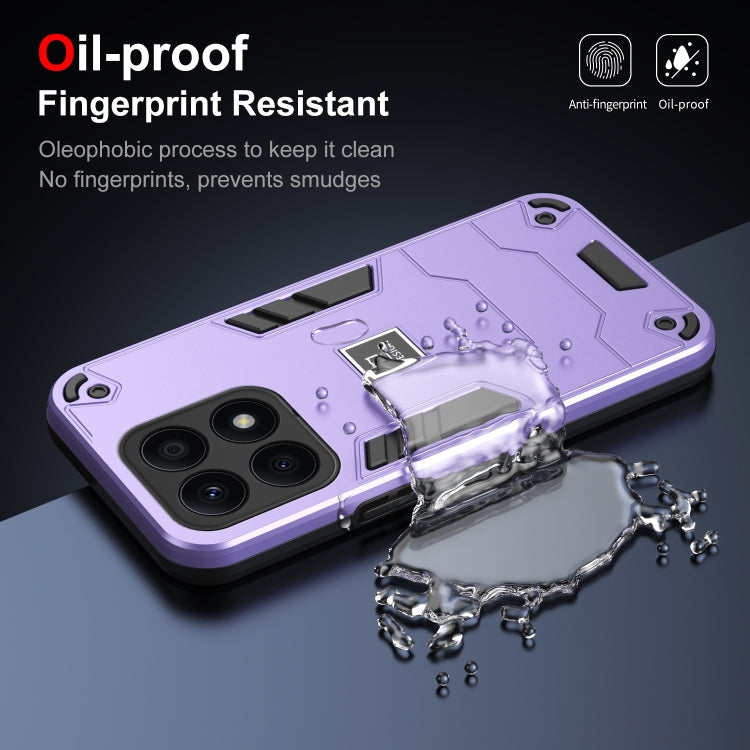 For Honor X8a 2 in 1 Shockproof Phone Case(Purple)