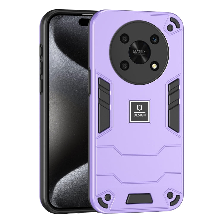 For Honor X9 5G 2 in 1 Shockproof Phone Case(Purple)