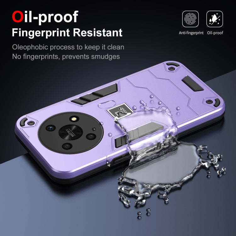 For Honor X9 5G 2 in 1 Shockproof Phone Case(Purple)