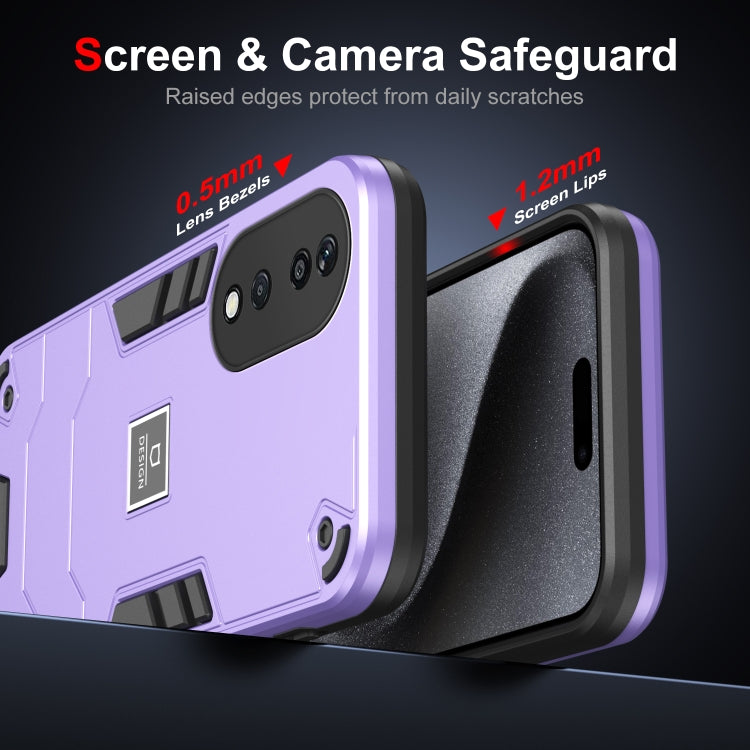 For Honor X7b 2 in 1 Shockproof Phone Case(Purple)