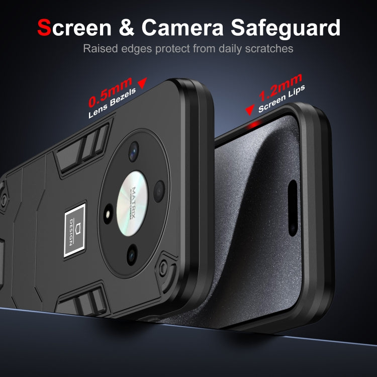 For Honor X9b 2 in 1 Shockproof Phone Case(Black)