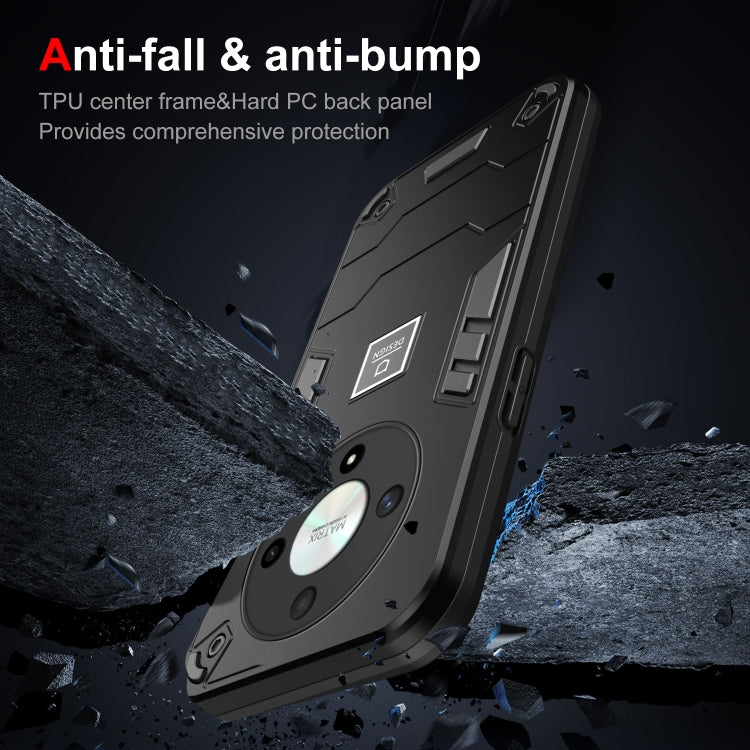 For Honor X9b 2 in 1 Shockproof Phone Case(Black)