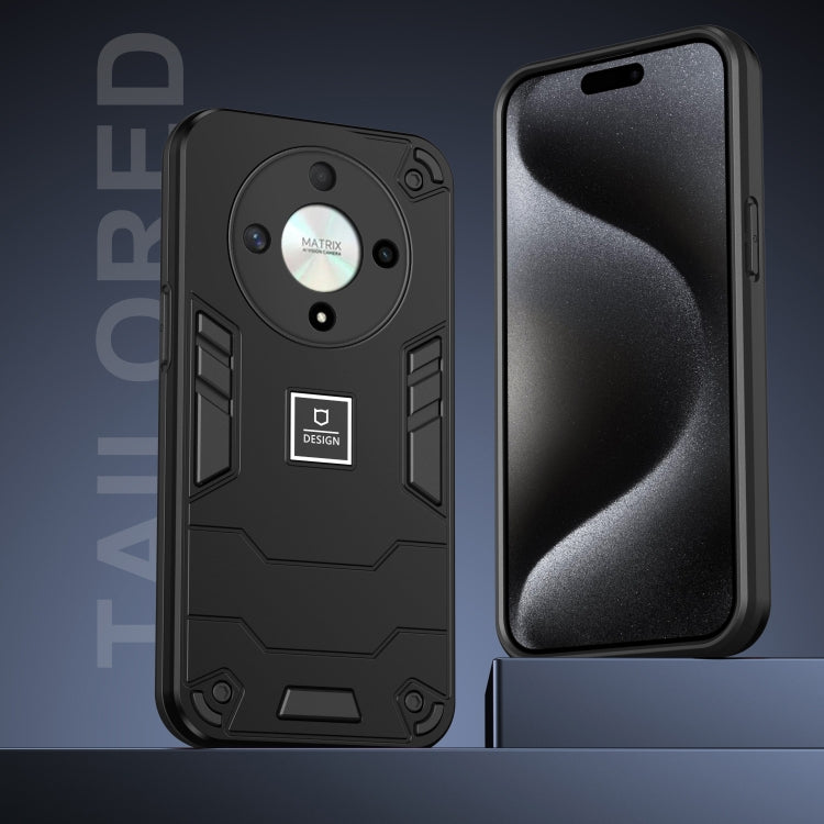 For Honor X9b 2 in 1 Shockproof Phone Case(Black)