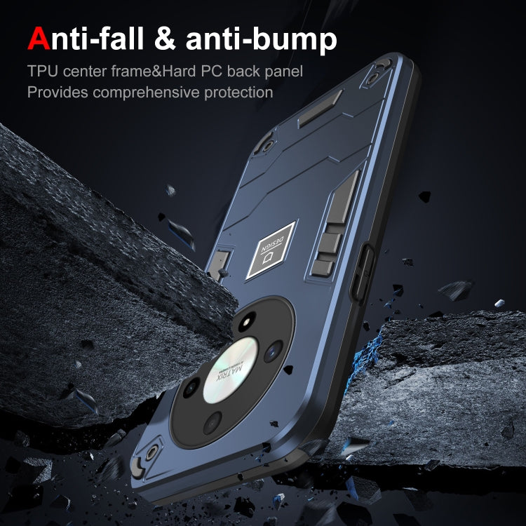 For Honor X9b 2 in 1 Shockproof Phone Case(Blue)