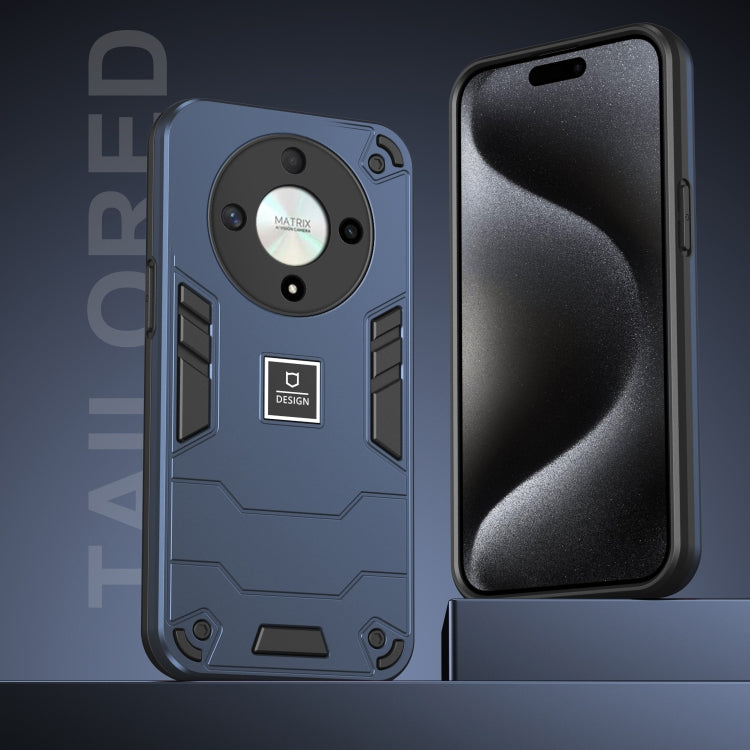 For Honor X9b 2 in 1 Shockproof Phone Case(Blue)