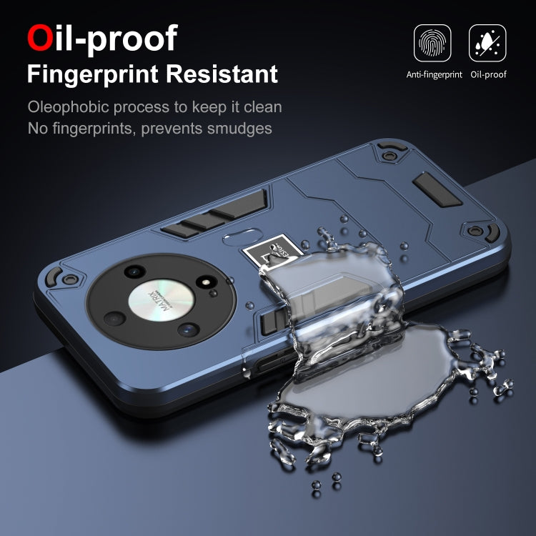 For Honor X9b 2 in 1 Shockproof Phone Case(Blue)