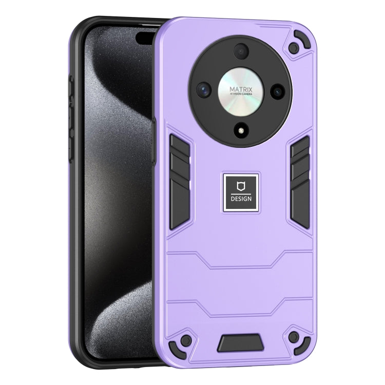 For Honor X9b 2 in 1 Shockproof Phone Case(Purple)