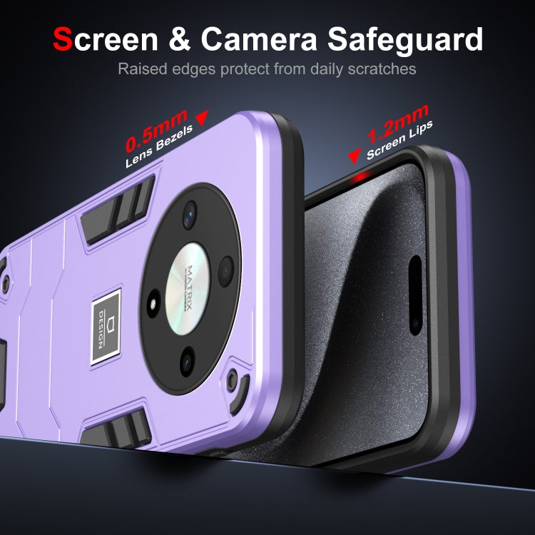 For Honor X9b 2 in 1 Shockproof Phone Case(Purple)