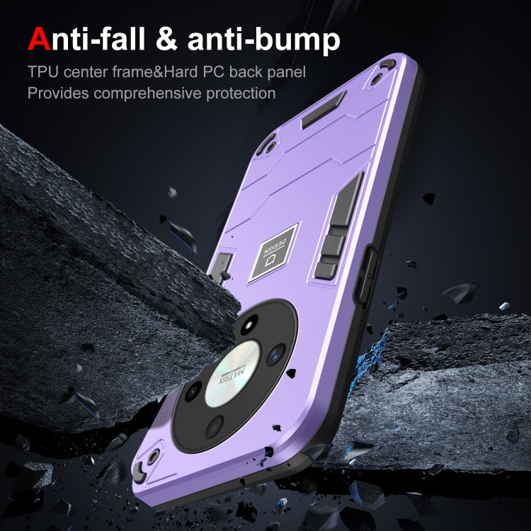 For Honor X9b 2 in 1 Shockproof Phone Case(Purple)