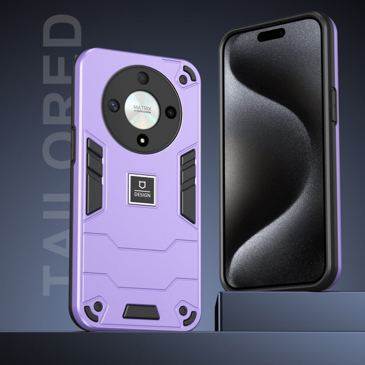 For Honor X9b 2 in 1 Shockproof Phone Case(Purple)