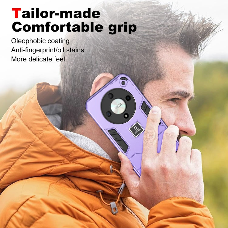For Honor X9b 2 in 1 Shockproof Phone Case(Purple)