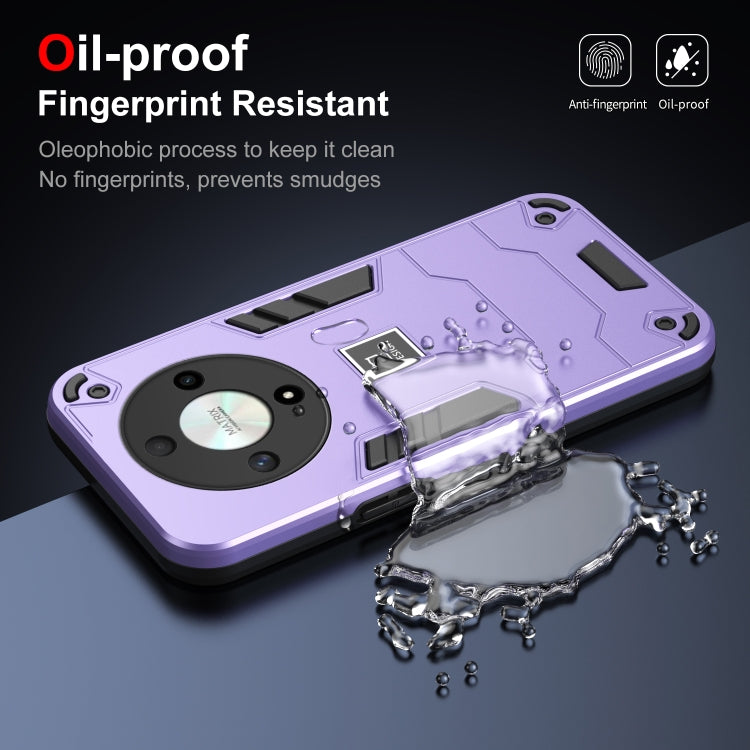 For Honor X9b 2 in 1 Shockproof Phone Case(Purple)