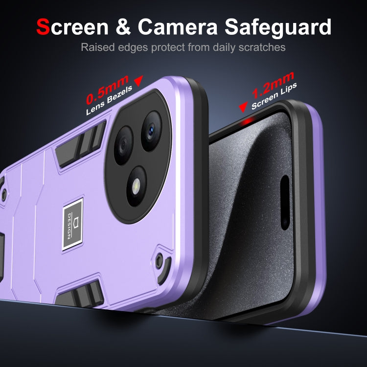 For Honor X50i+ 2 in 1 Shockproof Phone Case(Purple)