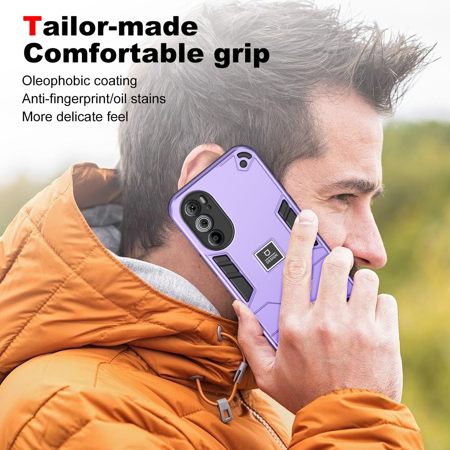 For Motorola Edge 30 Pro 2 in 1 Shockproof Phone Case(Purple)