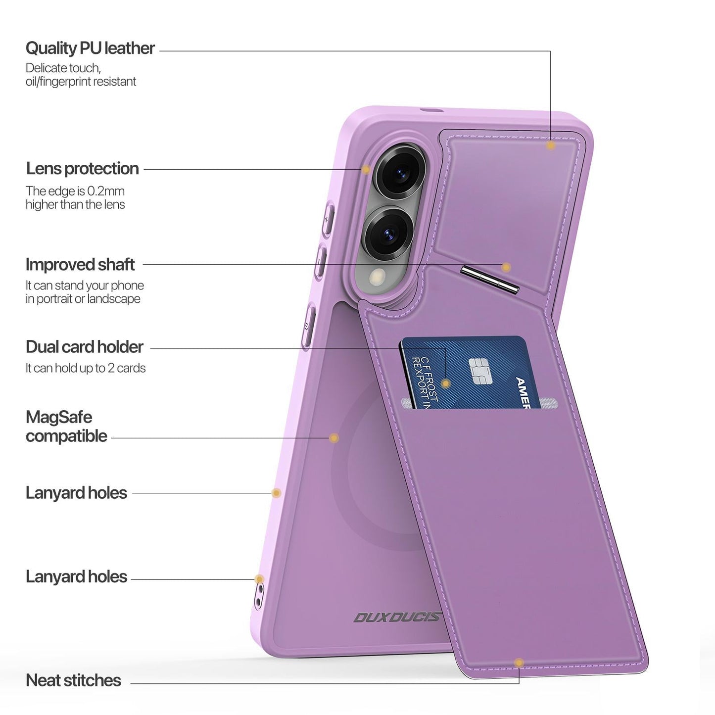 For Samsung Galaxy S25 Edge 5G DUX DUCIS Rafi II Series MagSafe Magnetic Holder RFID Phone Case(Purple)