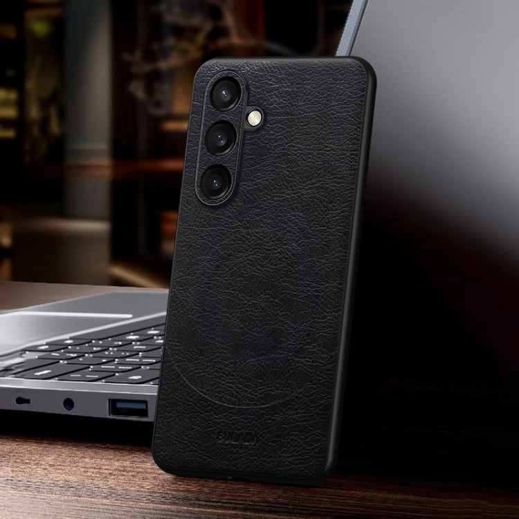 For Samsung Galaxy S24 5G SULADA Stitching Leather MagSafe Magnetic Phone Case(Black)