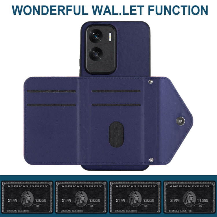 For Honor X50i Rhombic Texture Card Bag RFID Phone Case with Long Lanyard(Dark Purple)