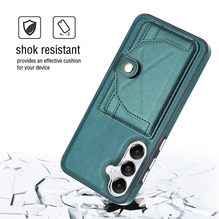 For Samsung Galaxy S24 5G Shockproof Leather Phone Case with Card Holder(Green)