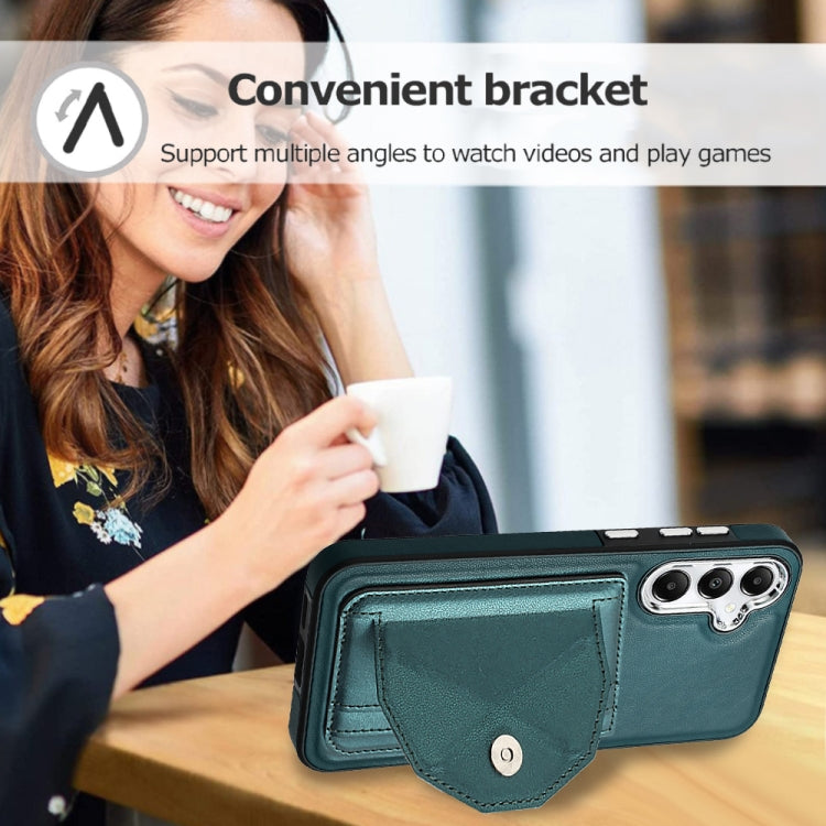 For Samsung Galaxy S24 5G Shockproof Leather Phone Case with Card Holder(Green)