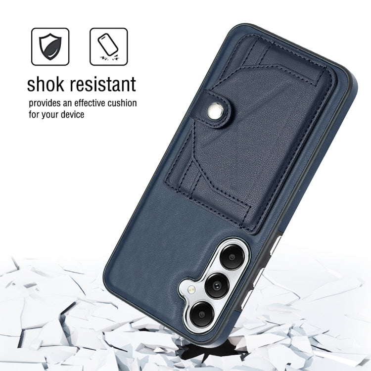 For Samsung Galaxy S24 5G Shockproof Leather Phone Case with Card Holder(Blue)