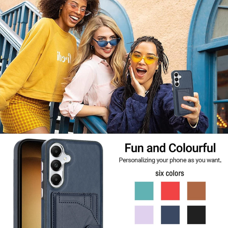 For Samsung Galaxy S24 5G Shockproof Leather Phone Case with Card Holder(Blue)