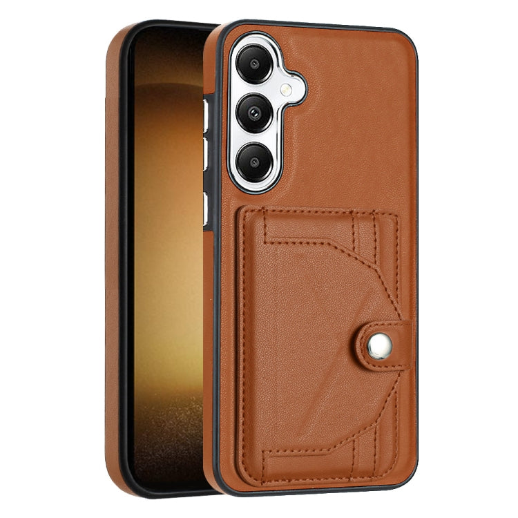 For Samsung Galaxy S24 5G Shockproof Leather Phone Case with Card Holder(Brown)