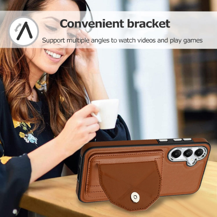 For Samsung Galaxy S24 5G Shockproof Leather Phone Case with Card Holder(Brown)