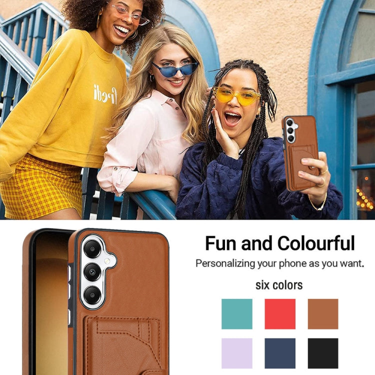 For Samsung Galaxy S24 5G Shockproof Leather Phone Case with Card Holder(Brown)