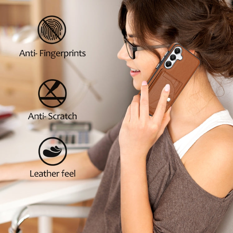For Samsung Galaxy S24 5G Shockproof Leather Phone Case with Card Holder(Brown)