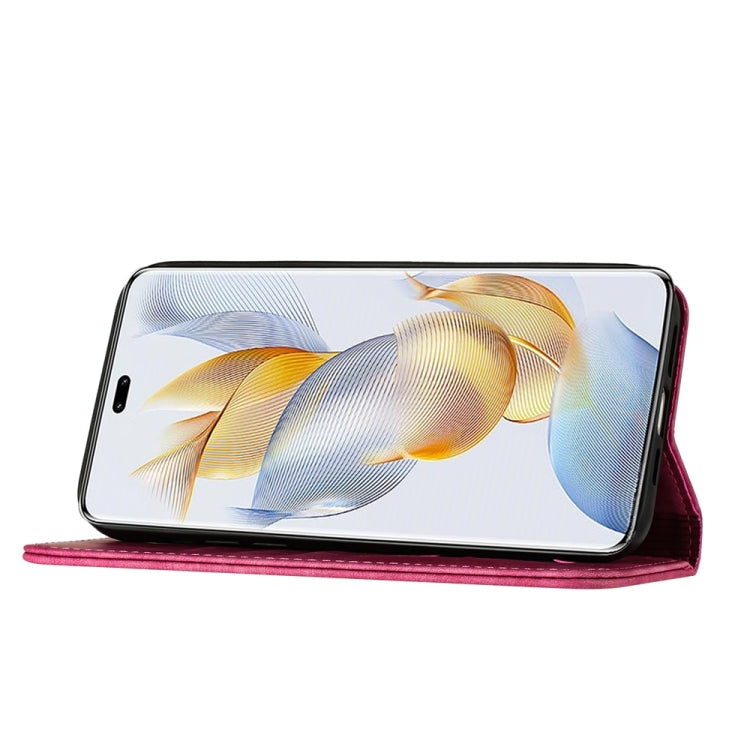 For Honor 90 Pro 5G Butterfly Cat Embossing Flip Leather Phone Case(Pink)