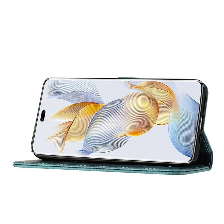 For Honor 90 Pro 5G Butterfly Cat Embossing Flip Leather Phone Case(Wathet)