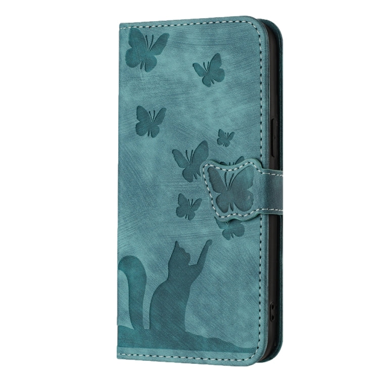For Honor 90 / 80 Butterfly Cat Embossing Flip Leather Phone Case(Wathet)