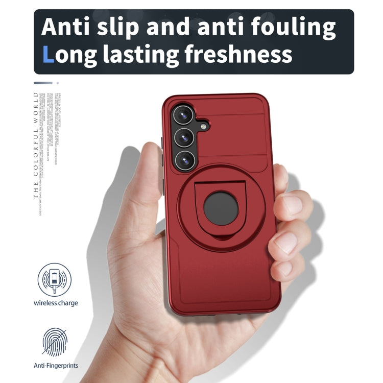 For Samsung Galaxy S24 5G MagSafe Ring Holder Armor Phone Case(Red)