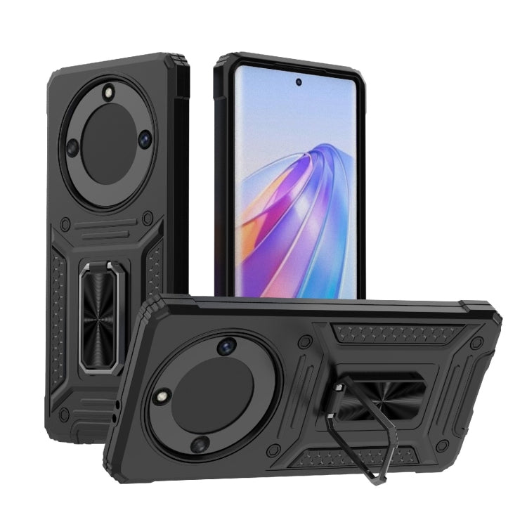 For Honor X40 5G Camshield Robot TPU Hybrid PC Phone Case(Black)