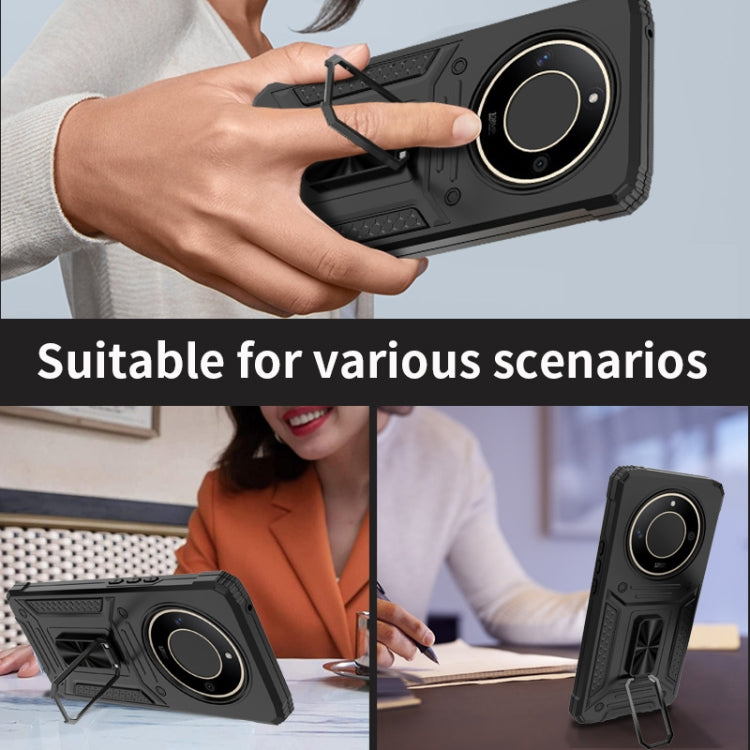 For Honor X50 5G Camshield Robot TPU Hybrid PC Phone Case(Black)