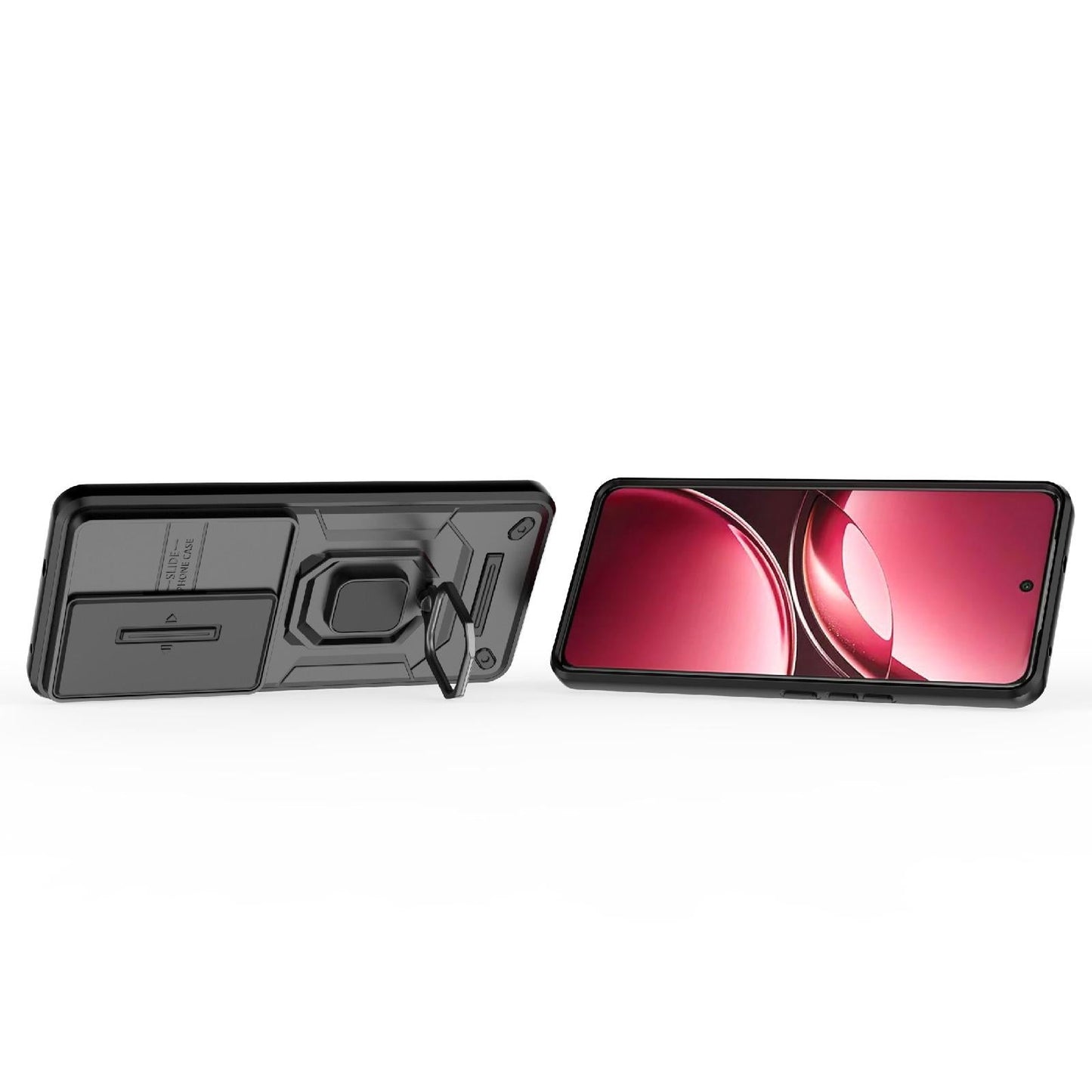 For vivo V50 5G Global Sliding Camshield TPU + PC Shockproof Phone Case with Holder(Black)