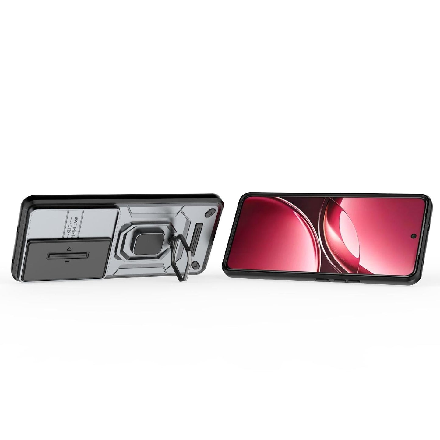 For vivo V50 5G Global Sliding Camshield TPU + PC Shockproof Phone Case with Holder(Grey)