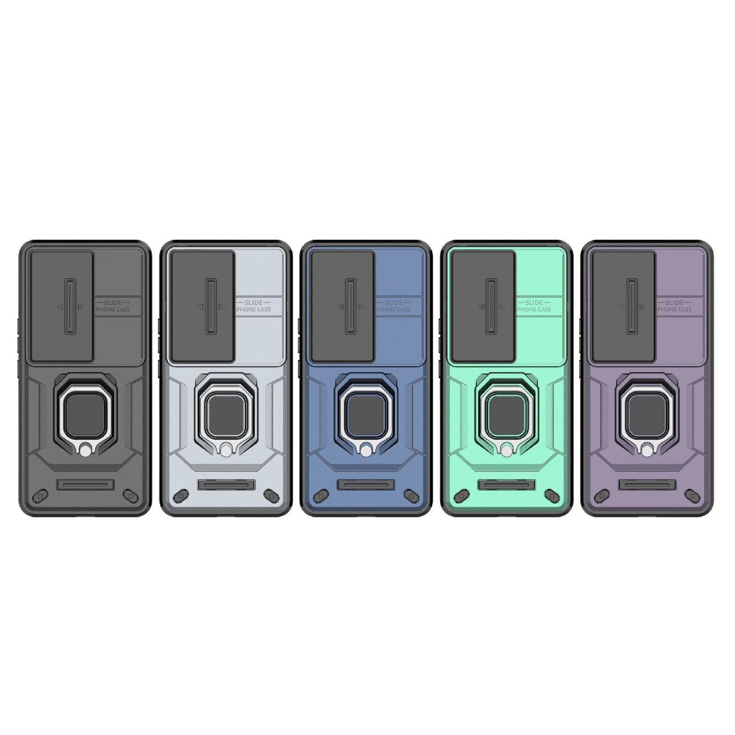 For vivo V50 5G Global Sliding Camshield TPU + PC Shockproof Phone Case with Holder(Grey)