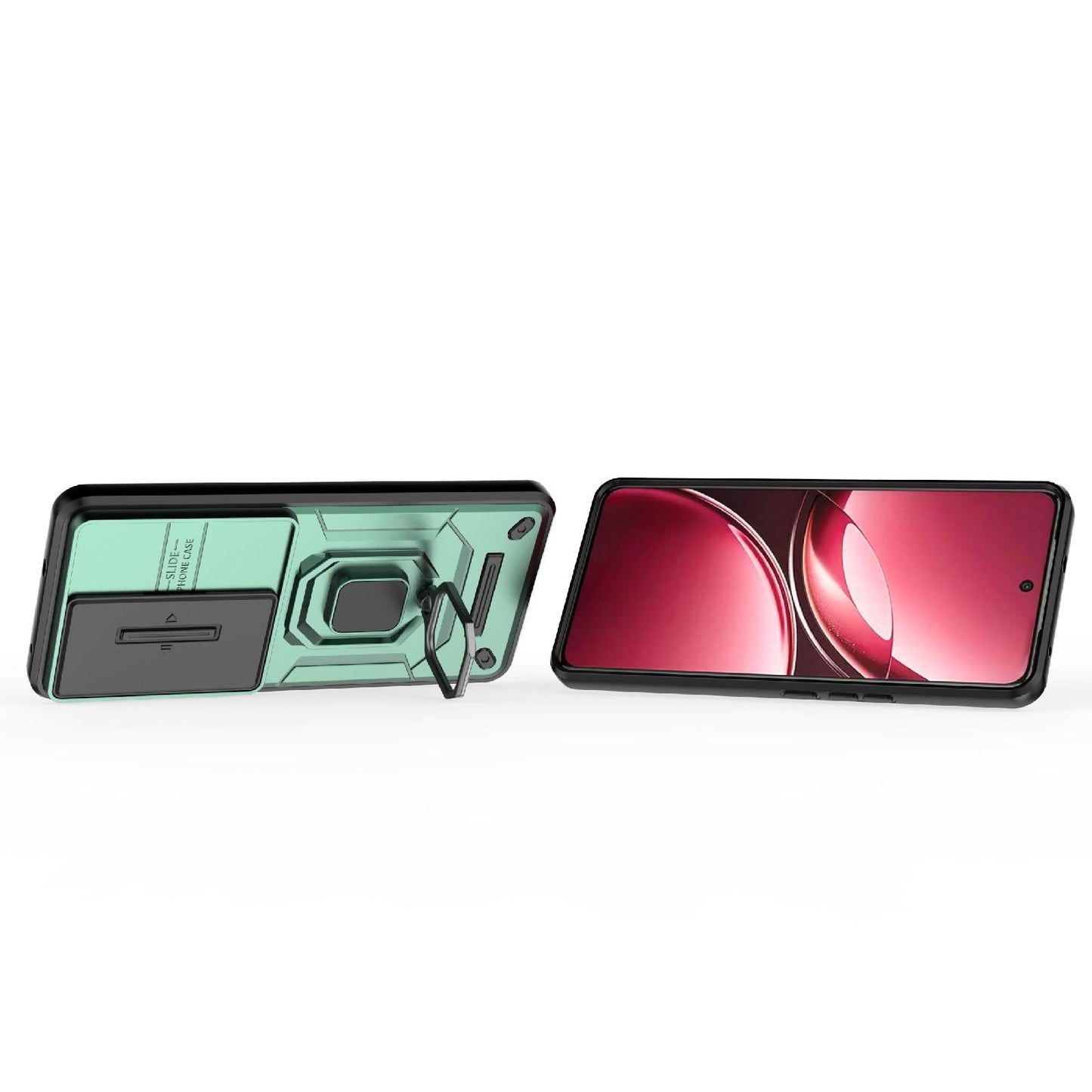 For vivo V50 5G Global Sliding Camshield TPU + PC Shockproof Phone Case with Holder(Green)