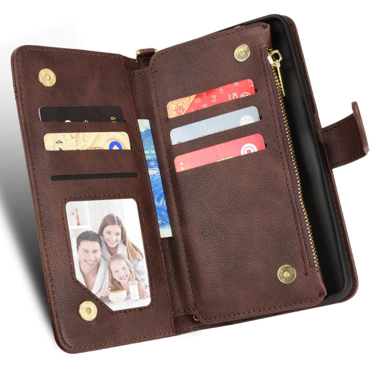 For Samsung Galaxy S24 5G Litchi Texture Zipper Leather Phone Case(Brown)