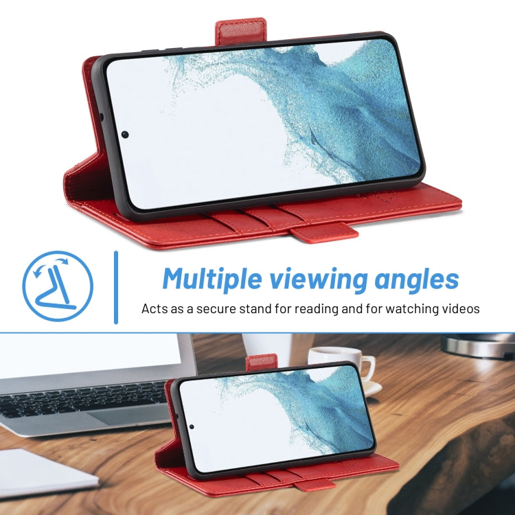 For Samsung Galaxy S24 LC.IMEEKE Skin-friendly Card Slots Leather Phone Case(Red)