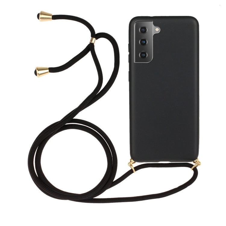 For Samsung Galaxy S24 5G Wheat Straw Material + TPU Phone Case with Lanyard(Black)