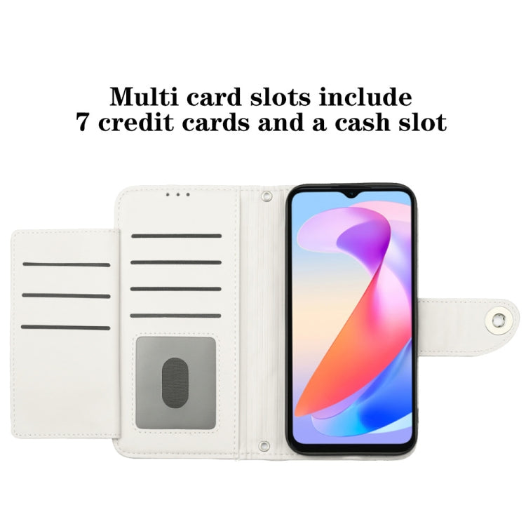 For Honor X6a Rhombic Texture Flip Leather Phone Case with Lanyard(White)